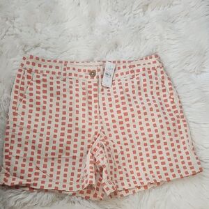LOFT Women's Geometric Coral and Cream Shorts